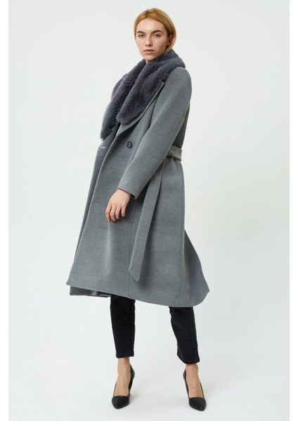 Veger Yakası Kürklü Premium Üretim Kaşe Kaban