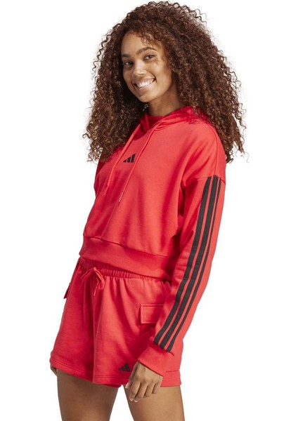 Sportswear IS6997 Essentials 3-Stripes French Terry Crop Kapüşonlu Üst
