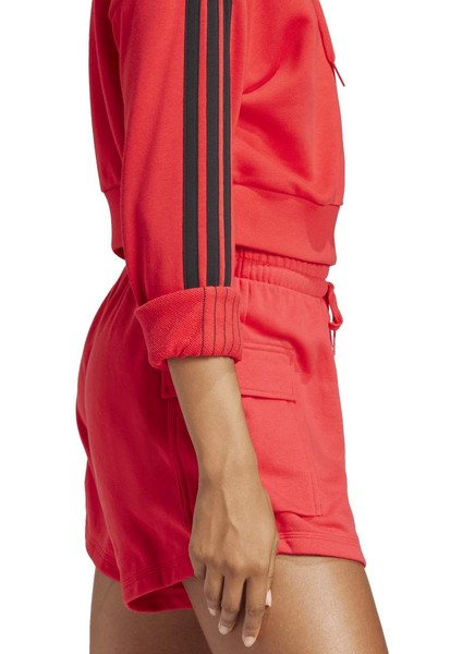 Sportswear IS6997 Essentials 3-Stripes French Terry Crop Kapüşonlu Üst