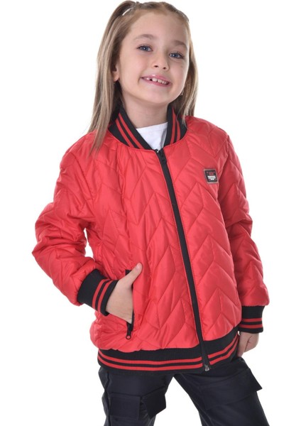 Spor Kız Çocuk Kolej Yaka Astarlı Su ve Rüzgar Geçirmez Fermuarlı Cep Mont Ceket