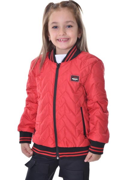 Spor Kız Çocuk Kolej Yaka Astarlı Su ve Rüzgar Geçirmez Fermuarlı Cep Mont Ceket