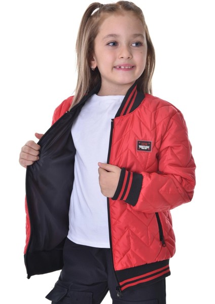 Spor Kız Çocuk Kolej Yaka Astarlı Su ve Rüzgar Geçirmez Fermuarlı Cep Mont Ceket