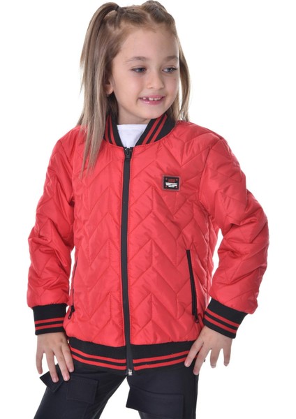 Spor Kız Çocuk Kolej Yaka Astarlı Su ve Rüzgar Geçirmez Fermuarlı Cep Mont Ceket