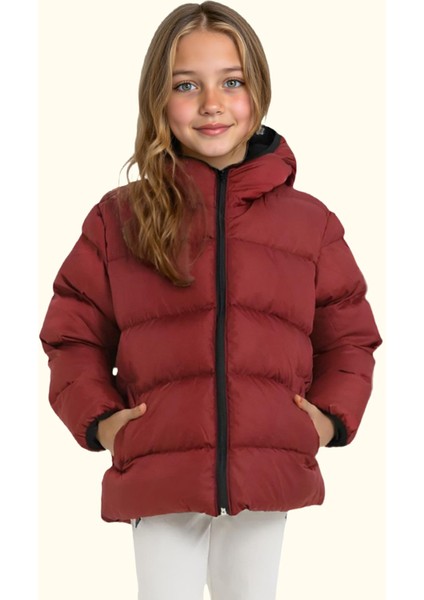 Spor Kız Çocuk Polarlı Kapüşonlu Su Geçirmez Rüzgara Dayanıklı Cepli Mont