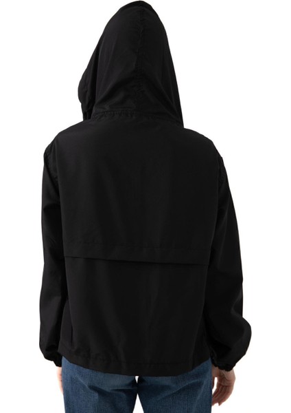 Spor Kadın Su Geçirmez ve Rüzgara Kapüşonlu Cepli Çıt Çıtlı Mevsimlik Yağmurluk