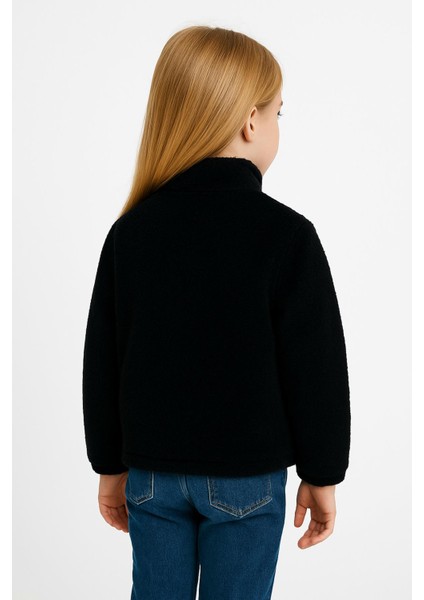 Spor Kız Çocuk Peluş Cepli Fermuarlı Welsoft Mont