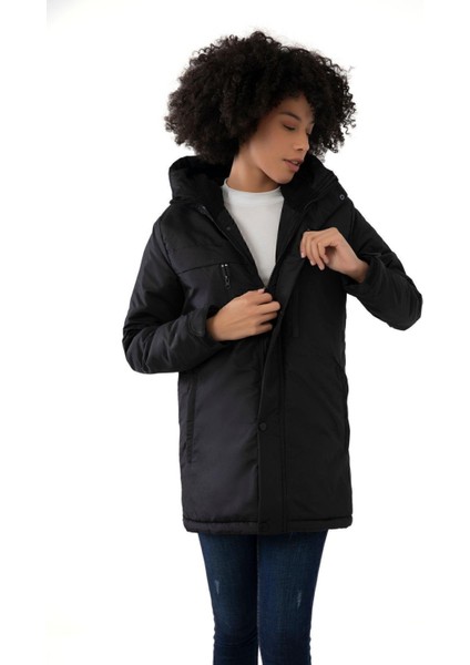 Spor Kadın Polarlı Su ve Rüzgar Geçirmez Kapüşonlu Mont Kaban Parka indirimleri