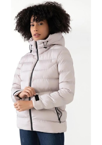 Spor Kadın Kapüşonlu Polarlı Su Geçirmez Rüzgara Mont & Kaban & Parka