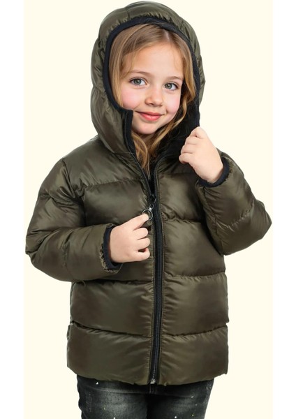 Spor Kız Çocuk Polarlı Kapüşonlu Su Geçirmez Rüzgara Dayanıklı Mont & Kaban