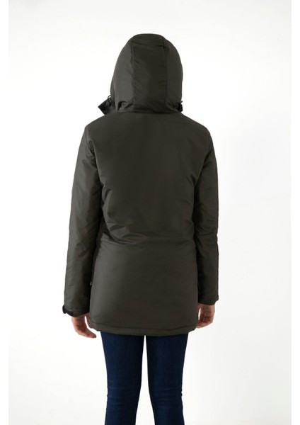 Spor Kadın Polarlı Su ve Rüzgar Geçirmez Kapüşonlu Mont Kaban Parka