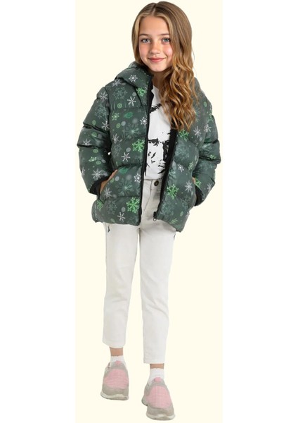 Spor Kız Spor Çocuk Pusula Desen Polar Su ve Rüzgar Geçirmez Kapüşonlu Cepli Mont indirimleri