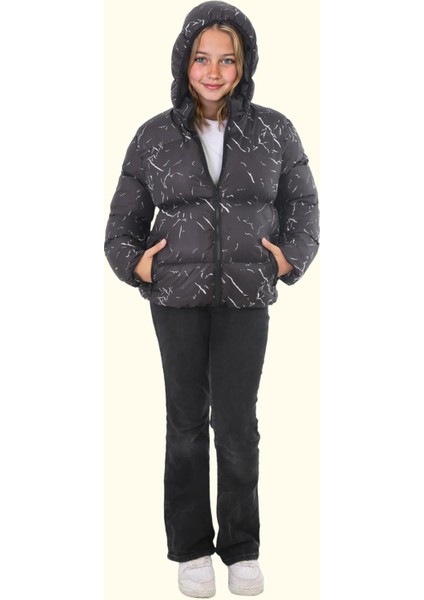 Spor Kız Çocuk Çıkabilir Kapüşonlu Su ve Rüzgar Geçirmez Cepli Mont & Kaban & Parka