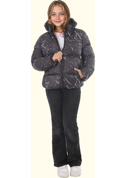 Spor Kız Çocuk Çıkabilir Kapüşonlu Su ve Rüzgar Geçirmez Cepli Mont & Kaban & Parka