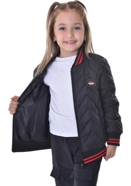 Spor Kız Çocuk Kolej Yaka Astarlı Su ve Rüzgar Geçirmez Fermuarlı Cep Mont Ceket