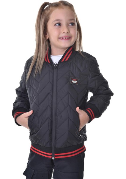 Spor Kız Çocuk Kolej Yaka Astarlı Su ve Rüzgar Geçirmez Fermuarlı Cep Mont Ceket