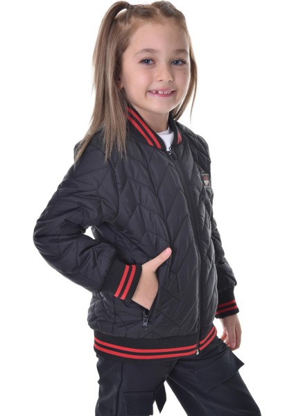 Spor Kız Çocuk Kolej Yaka Astarlı Su ve Rüzgar Geçirmez Fermuarlı Cep Mont Ceket