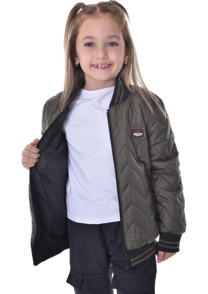 Spor Kız Çocuk Kolej Yaka Astarlı Su ve Rüzgar Geçirmez Fermuarlı Cep Mont Ceket