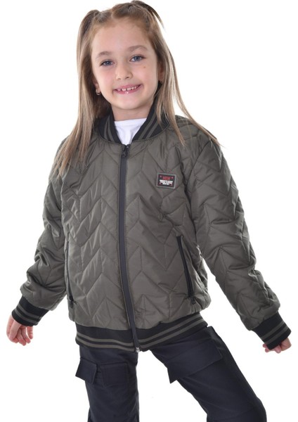 Spor Kız Çocuk Kolej Yaka Astarlı Su ve Rüzgar Geçirmez Fermuarlı Cep Mont Ceket