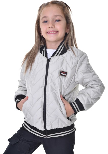 Spor Kız Çocuk Kolej Yaka Astarlı Su ve Rüzgar Geçirmez Fermuarlı Cep Mont Ceket
