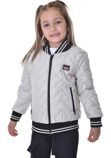 Spor Kız Çocuk Kolej Yaka Astarlı Su ve Rüzgar Geçirmez Fermuarlı Cep Mont Ceket