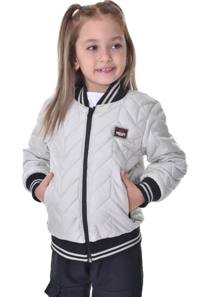 Spor Kız Çocuk Kolej Yaka Astarlı Su ve Rüzgar Geçirmez Fermuarlı Cep Mont Ceket