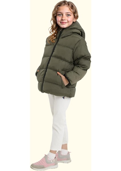 Spor Kız Çocuk Polarlı Kürklü Kapüşonlu Su Geçirmez Rüzgara Dayanıklı Cepli Mont indirimleri