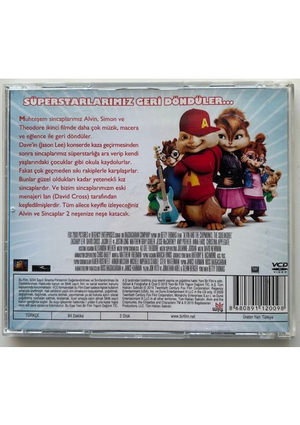Alvin ve Sincaplar VCD ( Orijnal Vcd) fiyatları