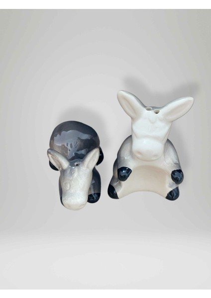 Seramik Eşek Tuzluk Karabiberlik Set