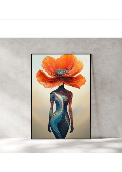 Çerçevesiz Poster, Dijital Baskı Soyut Kadın ve Çiçek Temalı Poster, Ofis, Salon Dekorasyon Poster