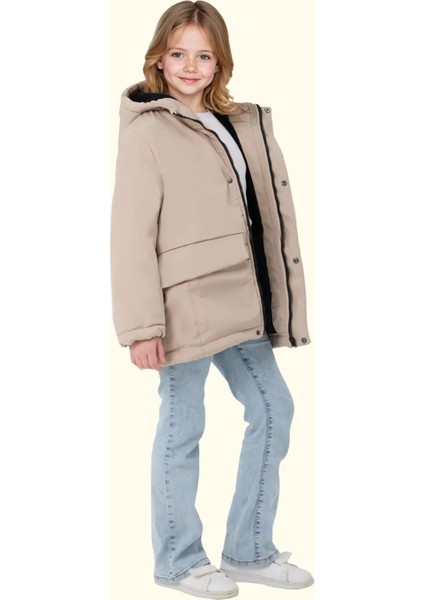 Spor Kız Çocuk Kürklü Su ve Rüzgar Geçirmez Kapüşonlu 3 Cep Mont & Kaban & Parka indirimleri