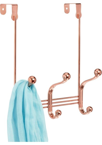 York Metal Kapı Üstü Düzenleyici, Yatak Odası, Dolap, Banyo Için 3 Kancalı Raf, 10 cm x 21 cm x 28 Cm, Pembe Altın