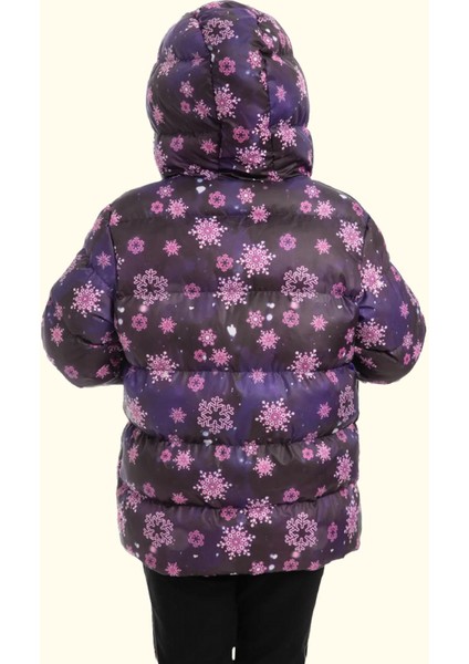 Spor Kız Spor Çocuk Pusula Desen Polar Su ve Rüzgar Geçirmez Kapüşonlu Cepli Mont