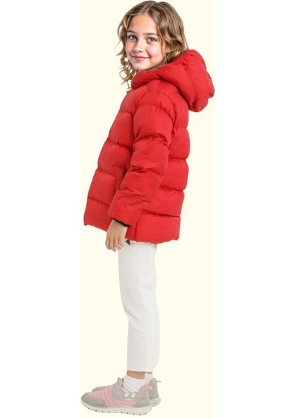 Spor Kız Çocuk Polarlı Kapüşonlu Su Geçirmez Rüzgara Dayanıklı Cepli Mont indirimleri