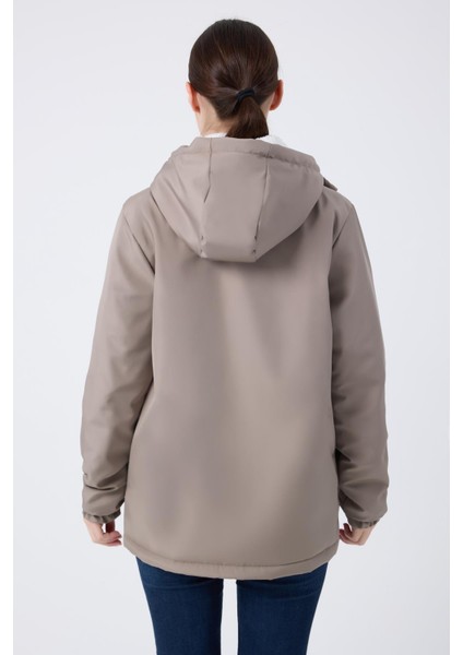 Spor Kadın Kürklü Su ve Rüzgar Geçirmez Kapüşonlu Mont & Kaban & Parka