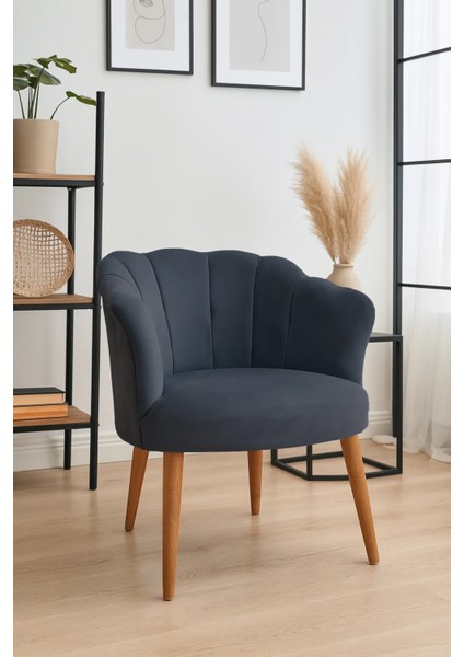 papatya Berjer Modern Tekli Koltuk - Babyface Kumaş - Ahşap Demonte Ayak - Antrasit