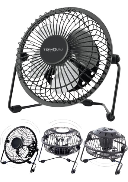 Fan Metal Vantilatör USB ile Çalışan Soğutucu Siyah