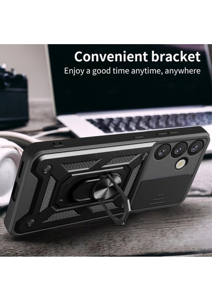 Samsung Galaxy A17 5g Kılıf Kamera Korumalı Sürgülü Yüzüklü Armor Zırh Kapak + 9h Ekran Koruyucu Set fırsatları