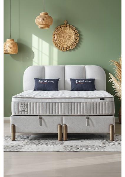 Bohem Prime Çift Kişilik Konfor Seti – Pocket Yaylı Yatak + Sandıklı Baza + Başlık