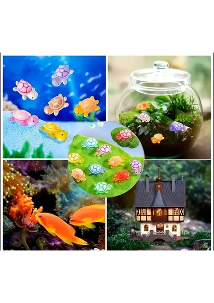 (30 Adet) Karanlıkta Parlayan Mini Kaplumbağa Seti Ev ve Duvar Dekoru modelleri