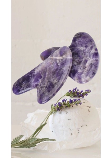 Ametist Çift Taraflı Roller & Kalp Guasha Masaj Taşı 2'li Set Hassasiyeti ve Matlığı Giderir. fiyatları