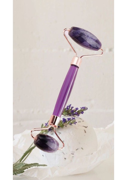 Ametist Çift Taraflı Roller & Kalp Guasha Masaj Taşı 2'li Set Hassasiyeti ve Matlığı Giderir. modelleri