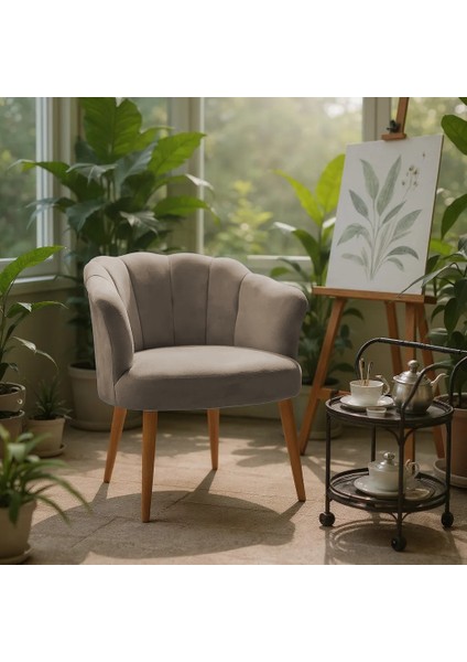 papatya Berjer Modern Tekli Koltuk - Babyface Kumaş - Ahşap Demonte Ayak - Vizon fiyatları