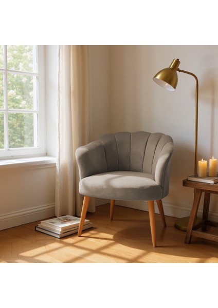 papatya Berjer Modern Tekli Koltuk - Babyface Kumaş - Ahşap Demonte Ayak - Vizon modelleri