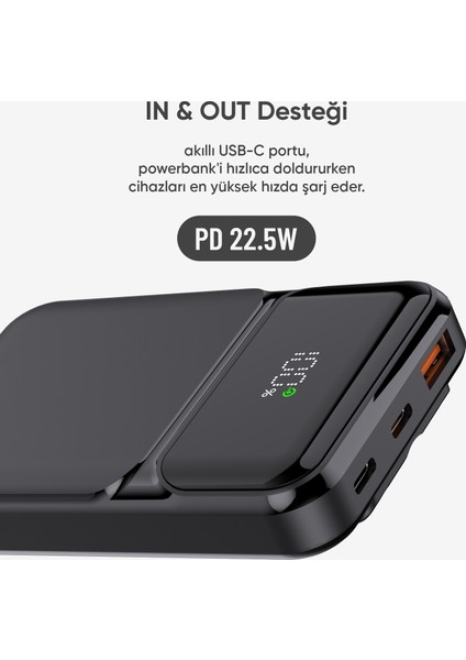 SNP-3006 10.000 Mah Hızlı Şarj LED Göstergeli Powerbank 3in1 Dahili Kablolu Powerbank Çoklu Giriş fırsatları