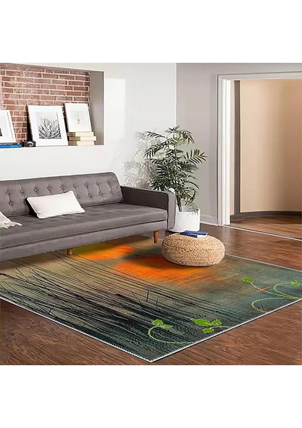 , Makinede Yıkanabilir, Kaymaz Taban, Dijital Baskı, Kare, Çok Renkli, Salon Halısı, Oturma Odası Halısı, Mutfak Halısı