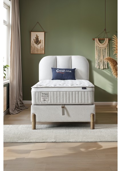 Bohem Prime Tek Kişilik Uyku Seti – Pocket Yaylı Yatak, Sandıklı Baza, Başlık 3 Lü Set