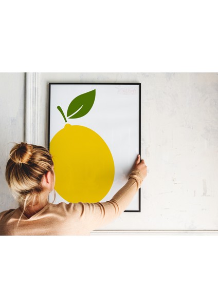 Metal Çerçeveli Gerçek Camlı Tablo, Sarı Limon Temalı Tablo Dijital Baskı, Ev, Ofis, Mutfak Tablo fiyatları
