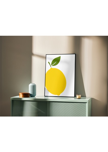 Metal Çerçeveli Gerçek Camlı Tablo, Sarı Limon Temalı Tablo Dijital Baskı, Ev, Ofis, Mutfak Tablo indirimleri