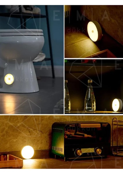 4 Adetsensörlü LED Kabin Işık USB Şarjlı 4000K Doğal Beyaz Işık | Hareket Algılamalı Gece Lambası | Iç Mekan Kullanımına Uygun fırsatları