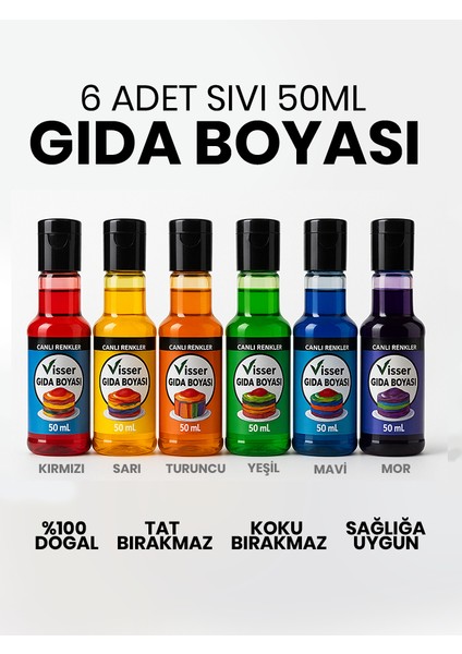 Sıvı Gıda Boyası 6 Adet 50ML fiyatları